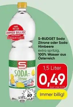 Spar S-BUDGET Soda Zitrone oder Soda Himbeere Angebot