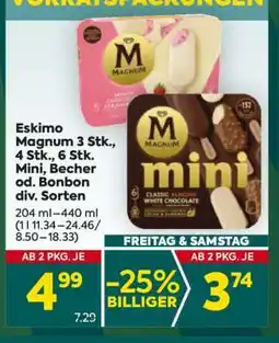 Billa Eskimo Magnum 3 Stk., 4 Stk., 6 Stk. Mini, Becher od. Bonbon div. Sorten Angebot