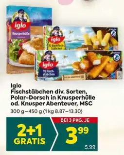 Billa Iglo Fischstäbchen, div. Sorten, Polar-Dorsch in Knusperhülle od. Knusper Abenteuer, MSC Angebot