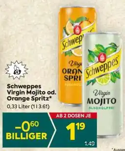 Billa Schweppes Virgin Mojito od. Orange Spritz Angebot