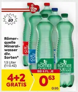 Billa Römerquelle Mineralwasser div. Sorten Angebot
