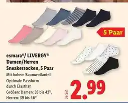 Lidl esmara /LIVERGY Damen/Herren Sneakersocken, 5 Paar Angebot