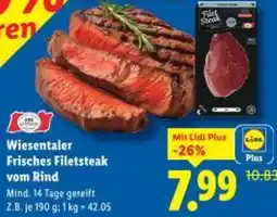 Lidl Wiesentaler Frisches Filetsteak vom Rind Angebot