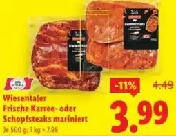 Lidl Wiesentaler Frische Karree- oder Schopfsteaks mariniert Angebot