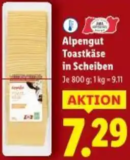Lidl Alpengut Toastkäse in Scheiben Angebot