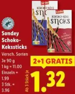 Lidl Sondey Schoko- Kekssticks Angebot