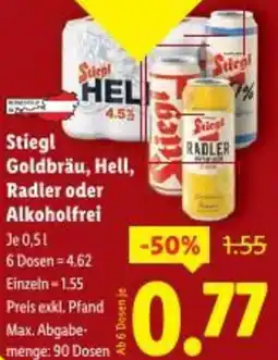 Lidl Stiegl Goldbräu, Hell, Radler oder Alkoholfrei Angebot