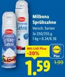 Lidl Milbona Sprühsahne Angebot
