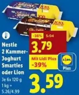 Lidl Nestle 2 Kammer- Joghurt Smarties oder Lion Angebot