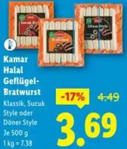 Lidl Kamar Halal Geflügel Bratwurst Angebot