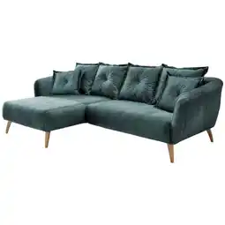 XXXLutz Ecksofa in Velours Dunkelblau, Dunkelgrün Angebot