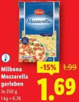 Lidl Milbona Mozzarella gerieben Angebot