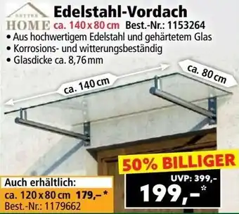 Norma Edelstahl-Vordach Angebot