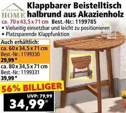 Norma Klappbarer Beistelltisch halbrund aus Akazienholz Angebot