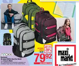 Maximarkt Rucksack All about NEON, Wool the World oder Crazy in Mesh Maximarkt Angebot