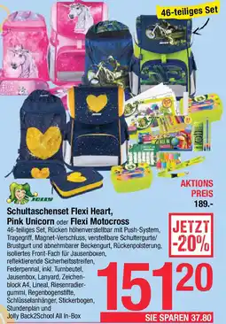 Maximarkt Schultaschenset Flexi Heart, Pink Unicorn oder Flexi Motocross Angebot
