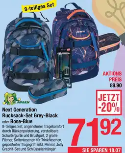 Maximarkt Next Generation Rucksack-Set Grey-Black oder Rose-Blue Angebot