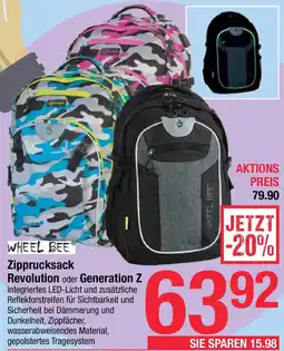 Maximarkt WHEEL BEE Zipprucksack Revolution oder Generation Z Maximarkt Angebot