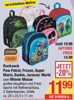 Maximarkt Rucksack Paw Patrol, Frozen, Super Mario, Barbie, Jurassic World oder Minnie Mouse Angebot