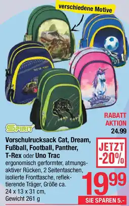 Maximarkt Vorschulrucksack Cat, Dream, Fußball, Football, Panther, T-Rex oder Uno Trac Angebot