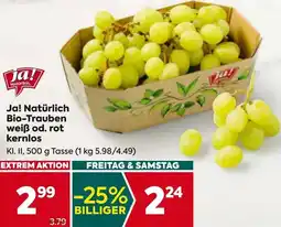 Billa Ja! Natürlich Bio-Trauben weiß od rot kernlos Angebot
