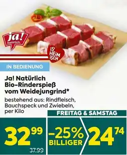 Billa Ja! Natürlich Bio-Rinderspieẞ vom Weidejungrind Angebot