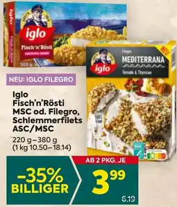 Billa Iglo fisch'n'rösti msc od. filegro, schlemmerfilets asc/msc Angebot