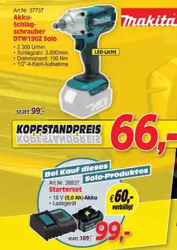 Zgonc Makita Akku-Schlagschrauber 18V DTW190Z Solo Angebot