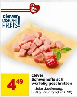 Billa clever Schweinefleisch würfelig geschnitten Angebot