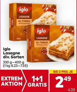 Billa Iglo Lasagne div. Sorten Angebot