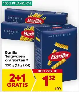 Billa Barilla Teigwaren div. Sorten Angebot