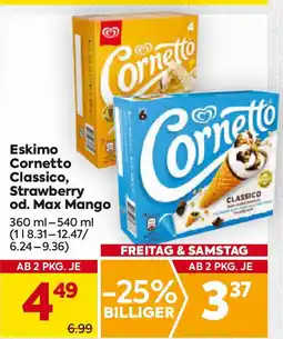 Billa Eskimo Cornetto Classico, Strawberry od. Max Mango Angebot