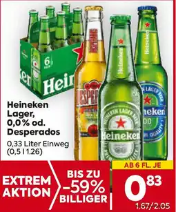 Billa Heineken Lager, 0,0% od. Desperados Angebot