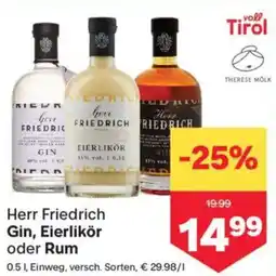 MPreis Herr Friedrich Gin, Eierlikör oder Rum Angebot