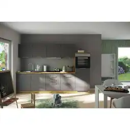 XXXLutz Küchenblock 300 cm in Grau, Eiche Wotan Angebot