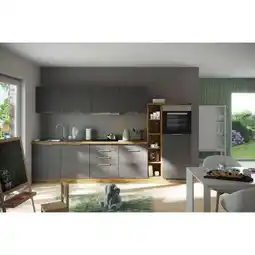 XXXLutz Küchenblock 330 cm in Grau, Eiche Wotan Angebot