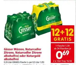 Interspar Gösser Märzen, Naturradler Zitrone, Naturradler Zitrone alkoholfrei oder Naturgold alkoholfrei Angebot