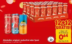 Interspar Almdudler original zuckerfrei oder Spezi Angebot