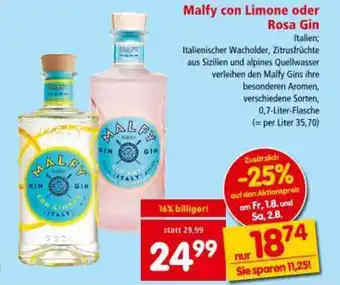 Interspar Malfy con Limone oder Rosa Gin Angebot