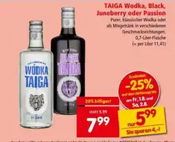 Interspar Taiga wodka, black, juneberry oder passion Angebot