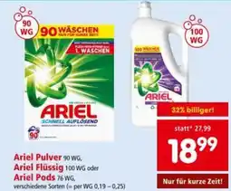 Interspar Ariel Pulver ,Ariel Flüssig Ariel Pods Angebot