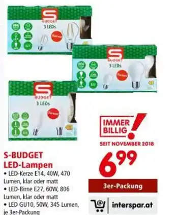 Interspar S-BUDGET LED-Lampen Angebot