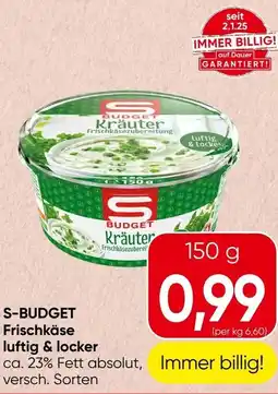 Spar S-BUDGET Frischkäse luftig & locker Angebot