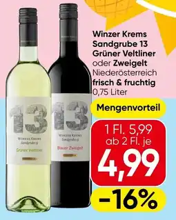 Spar Winzer Krems Sandgrube 13 Grüner Veltliner oder Zweigelt Niederösterreich frisch & fruchtig Angebot