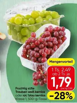 Spar Fruchtig süße Trauben weiß kernlos oder rot/blau kernlos Angebot