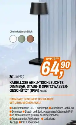 Expert kabellose akku-tischleuchte, dimmbar, staub- & spritzwasser- geschützt Angebot