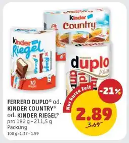 PENNY FERRERO DUPLO od. KINDER COUNTRY od. KINDER RIEGEL Angebot