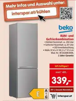 Interspar beko Kühl- und Gefrierkombination Angebot