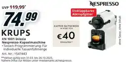 Media Markt XN 1001 Inissia Nespresso-Kapselmaschine Angebot