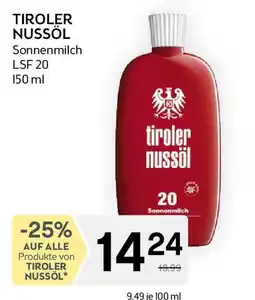 Bipa TIROLER NUSSÖL Sonnenmilch LSF 20 Angebot